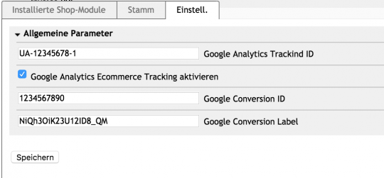 Google Analytics Modul (eCommerce Tracking) 